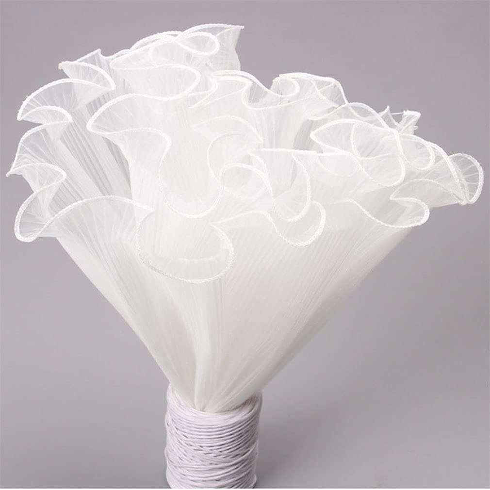 White Floral Packaging for Bouquets Including Decorative Mesh Wrapping Paper