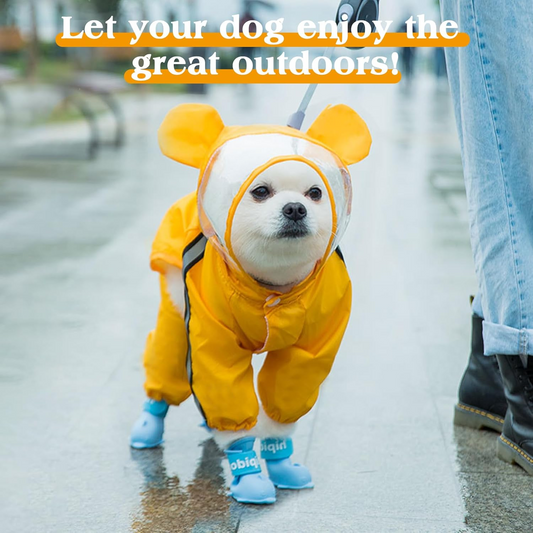 Pet Dog Raincoat Waterproof Reflective Rain Coat Cute Bear Shape Dog