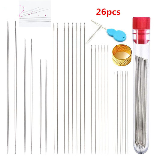 MIUSIE 26Pcs Big Eye Curved Beading Needles