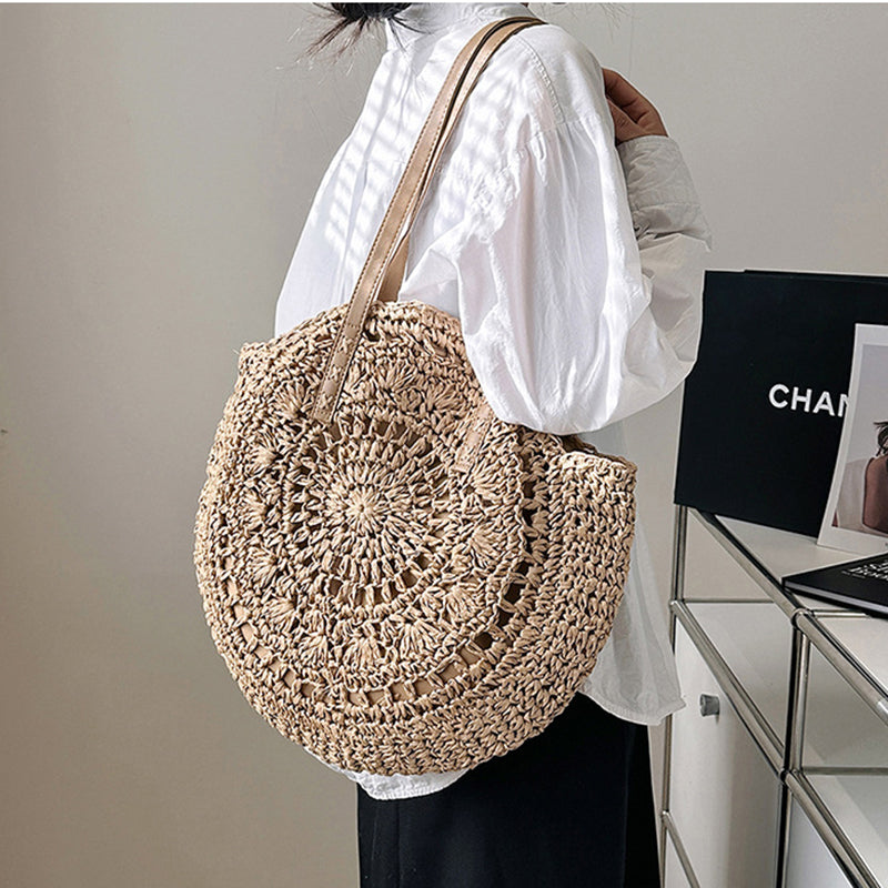 Summer Round Straw Women Woven Shoulder Bag