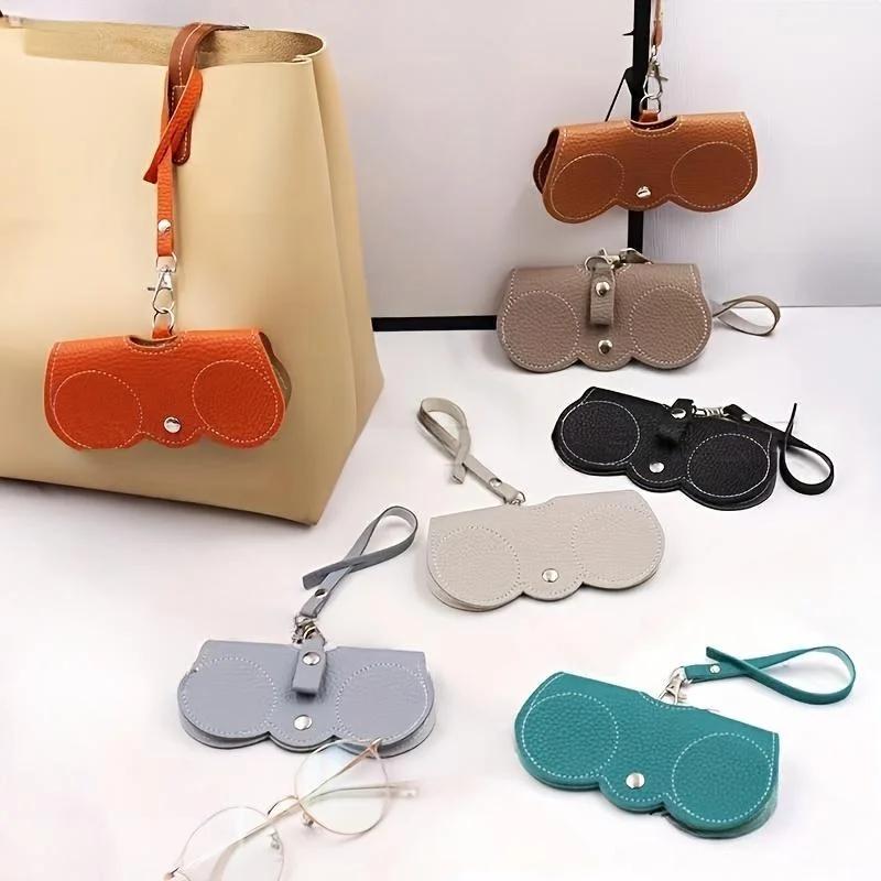 Litchi Embossed Glasses Cover Cute Hanging PU Leather