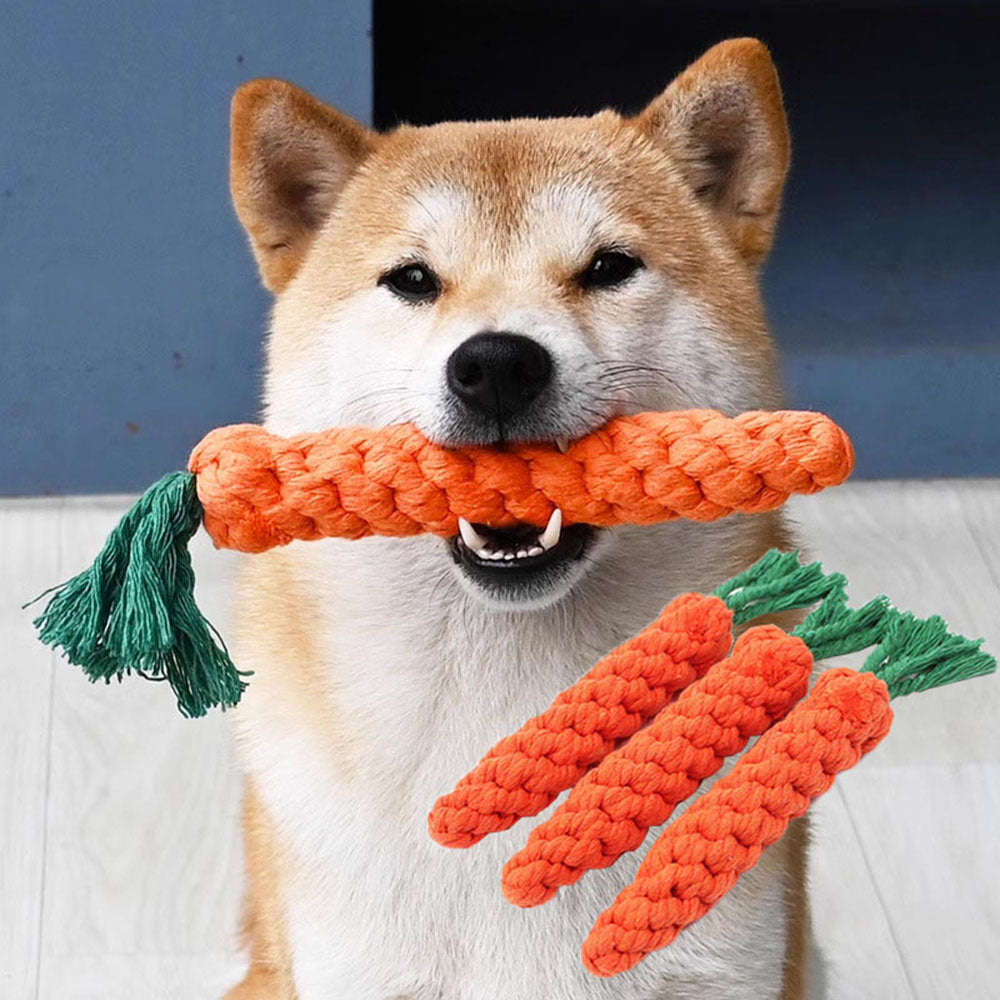 1Pcs Carrot Dog Bite Rope Pet Dog Toys Safe Durable Braided Bite Dog Chew Toys