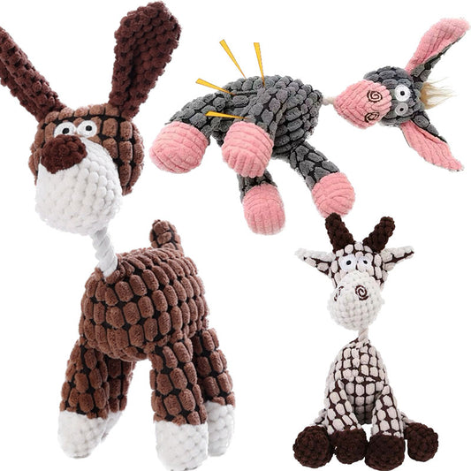 Plush Squeaky Dog Toy Donkey Shape Pet Toys Bite Resistant Squeaky Toys