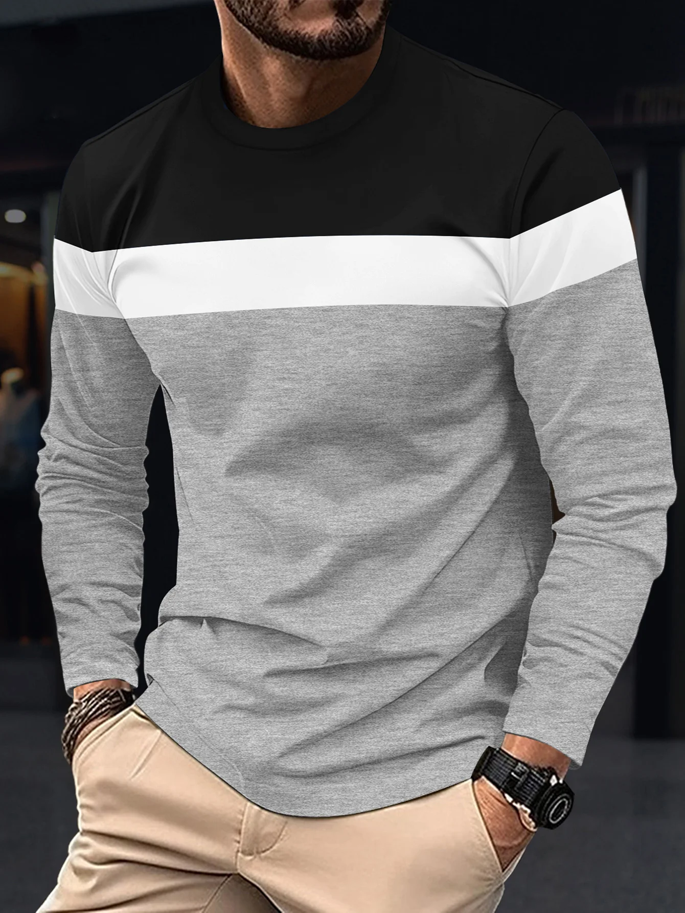 New Men's Casual Round Neck T-shirt Breathable
