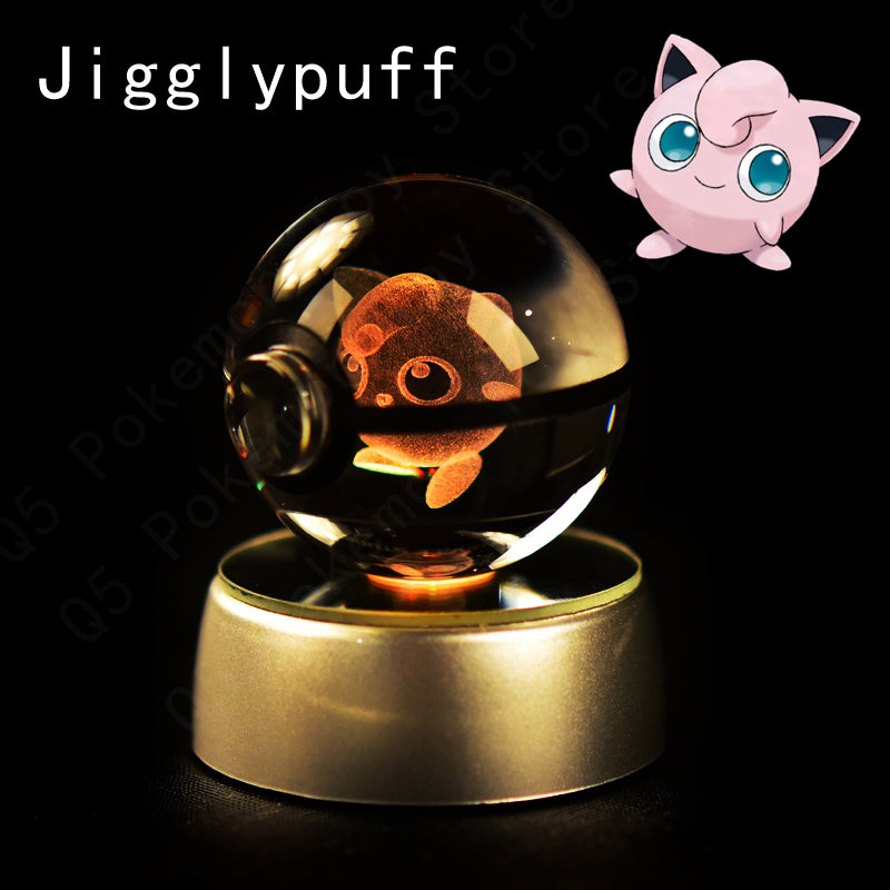 Pokémon 3D Crystal Ball Pikachu Ginger Mew Metso Figurines Lamp