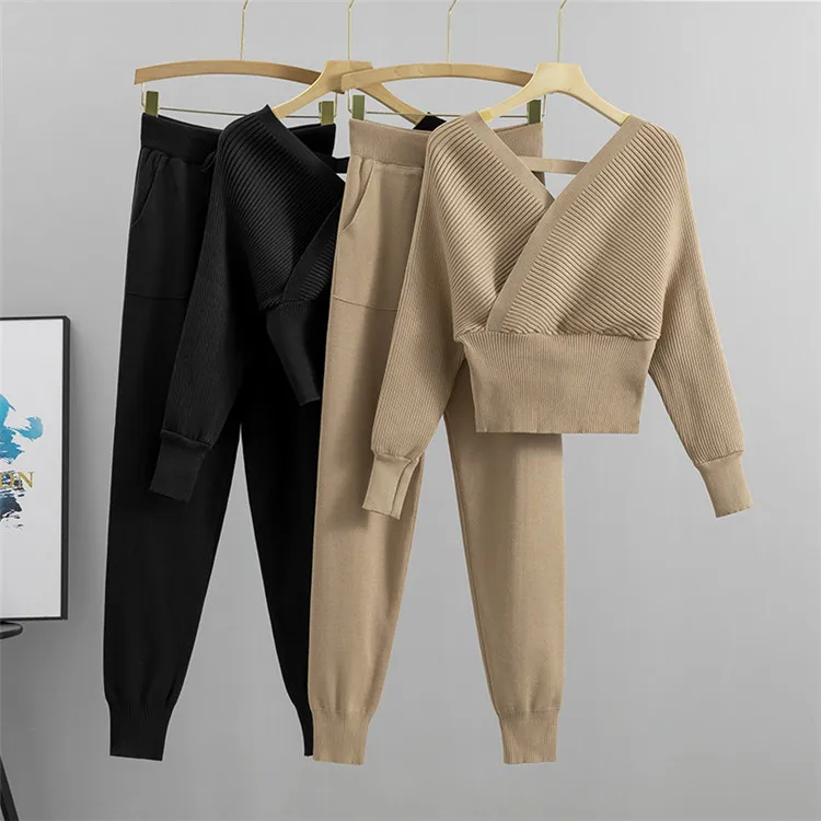 Elegant Tracksuit Sexy Two Piece Set Women Korean Style