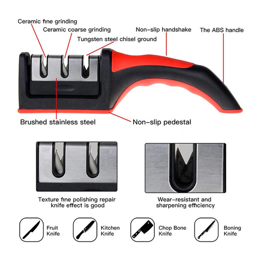 Level 3 Quick Sharpening Tool Knife Sharpener With Anti-slip Base
