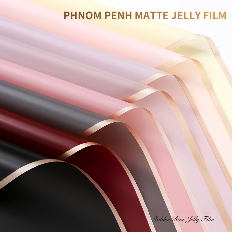 10 Sheets Flower Wrapping Paper with Golden Edges, Waterproof