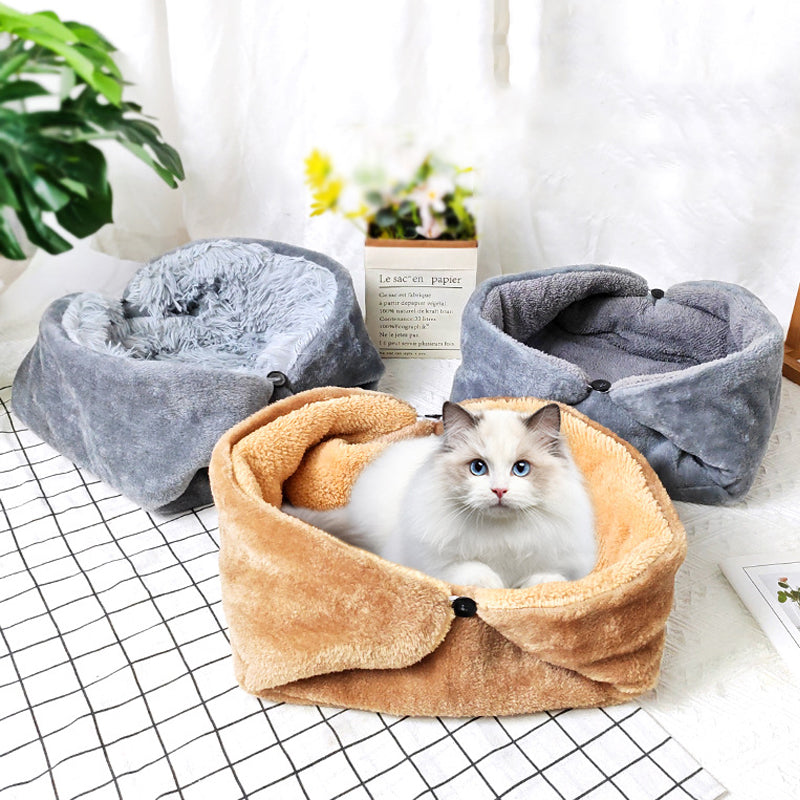 4 Modes Folding Cat Bed Warm Thickened Cat Bed