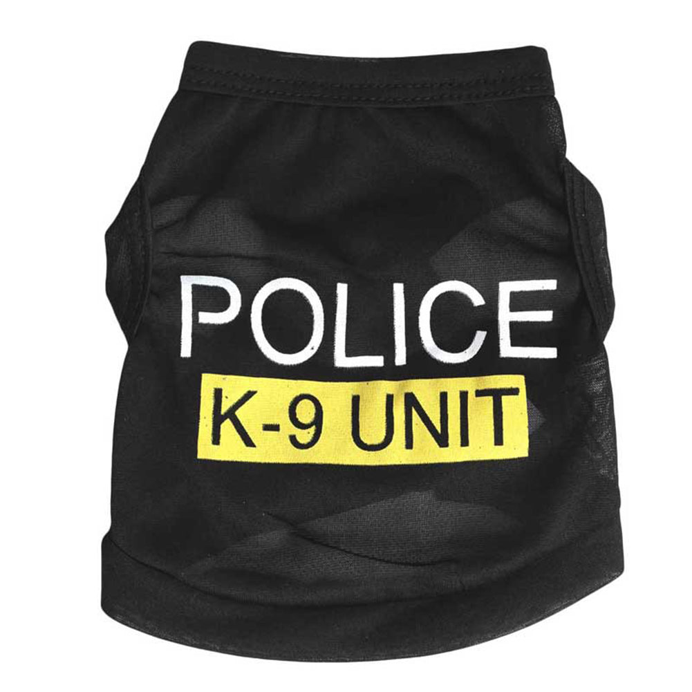 Police Suit Cosplay Dog Clothes Black Elastic Vest Puppy T-Shirt Coat