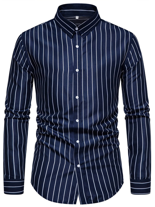 Men's Casual Shirt Fashion StrIped Long Sleeve Male Business Dress Shirt