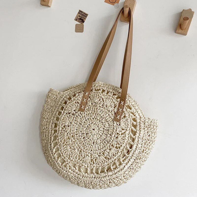 Summer Round Straw Women Woven Shoulder Bag