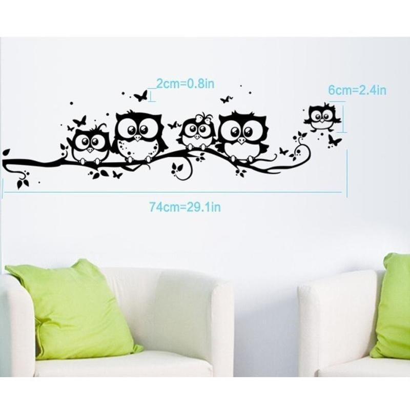 Owls Wall Sticker Tree Animals Bedroom Owl Butterfly Wall