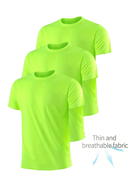 Crew T-Shirt 3Pcs Fluorescent Green Ultralight Men