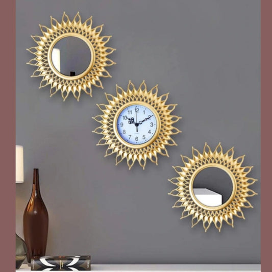 Decorative Clocks Antique Gold Frame Round Creative Vintage Wall Clock