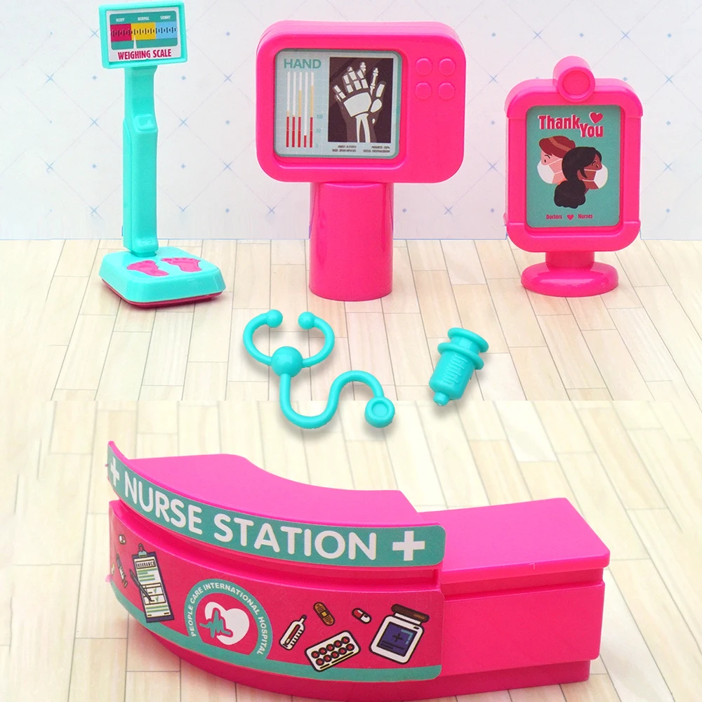 1/12 Dollhouse Hospital Bed Doctor Stethoscope Imitation Counter