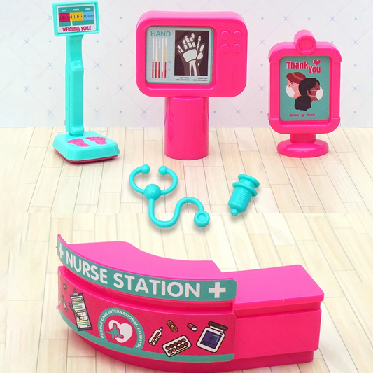 1/12 Dollhouse Hospital Bed Doctor Stethoscope Imitation Counter