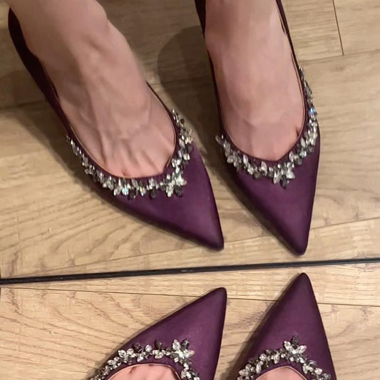 New Purple Exquisite Diamond High Heels for Women