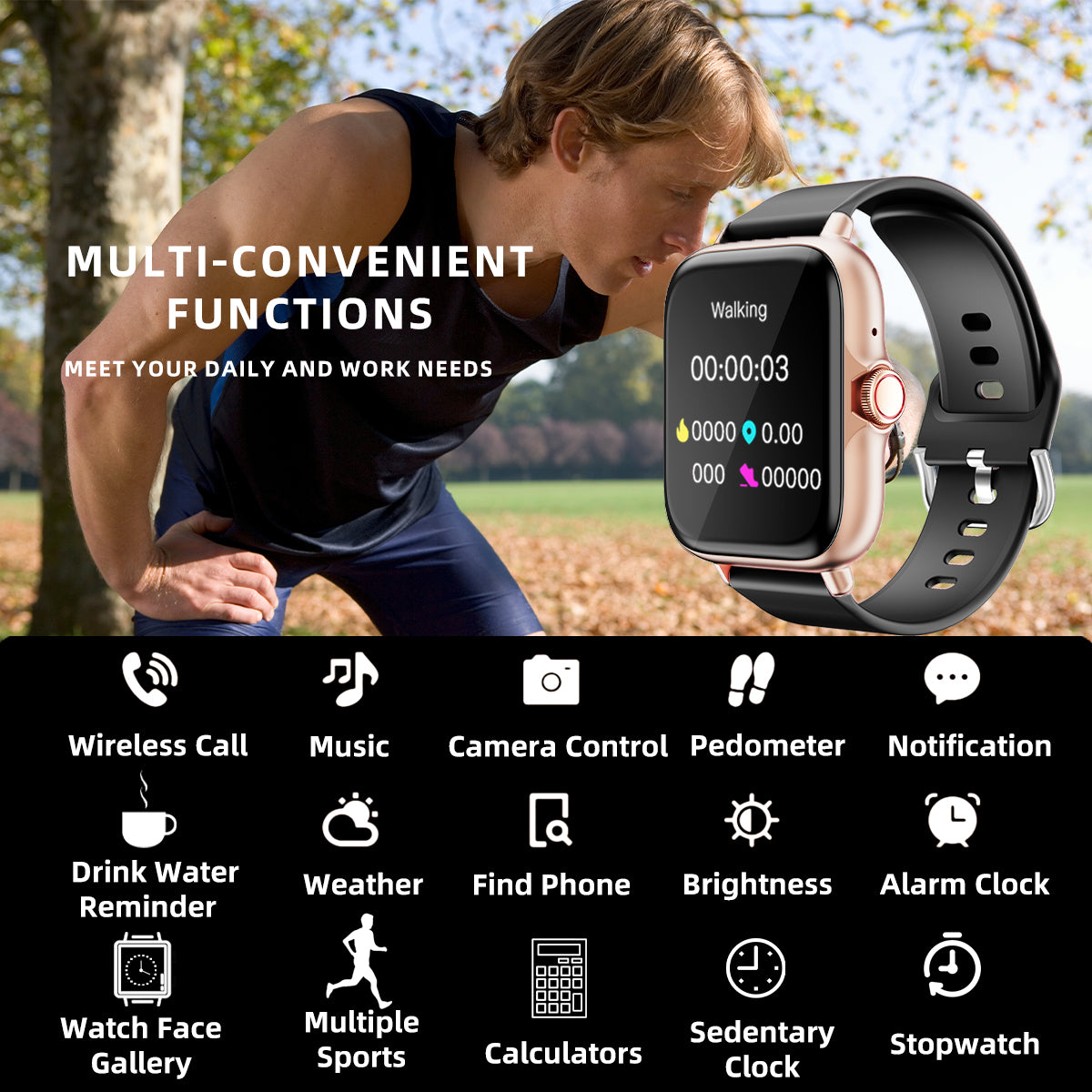 1.83'' Waterproof Smart Watch with Message Sports