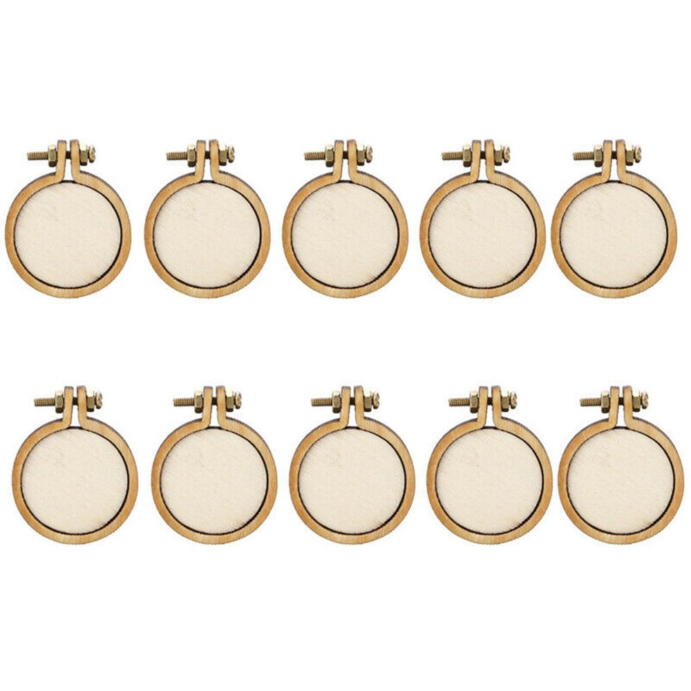 10Pcs/Set Wooden Mini Embroidery Hoop Ring