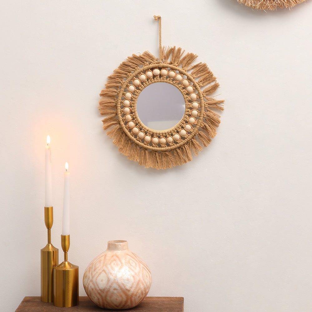 Round Wall Mirrors Room Decor Hand Woven Decorative Mirror