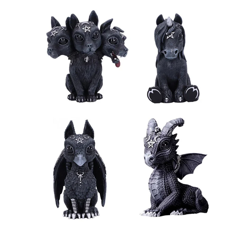 Halloween Magic Black Dragon Griffin Unicorn Mysterious Witches