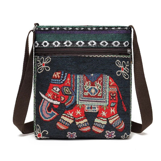Women Small Canvas Embroidered Phone Shoulder Bag