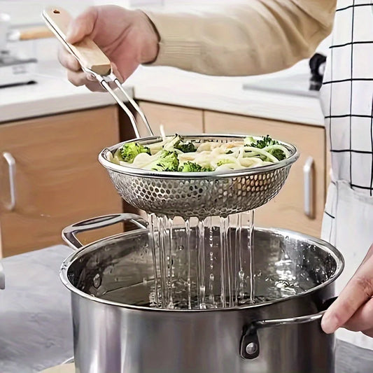 Stainless Steel Colander with Wooden Handle