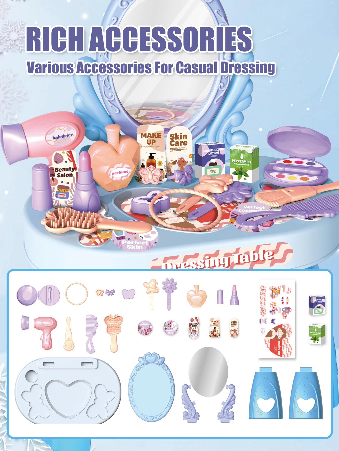 30pcs Kids dressing table toy girl
