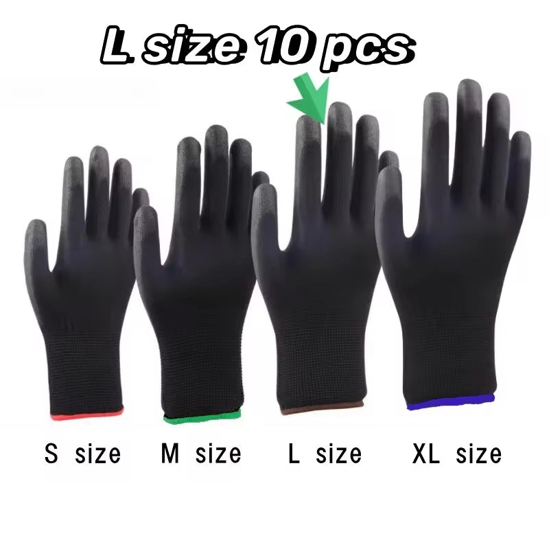 10 Pairs Durable Safety Gloves - Anti-Slip, Wear-Resistant