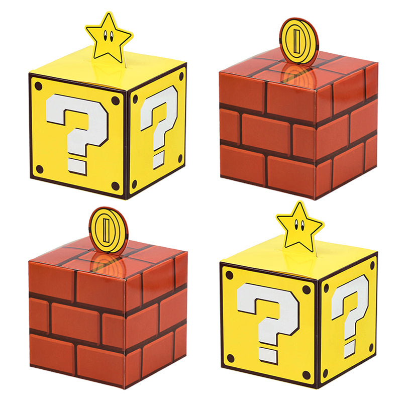 6Pcs Question Blocks Gift Box Kids Video Game Theme Birthday Party