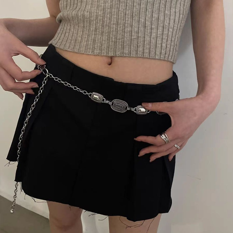 Silver Retro Waist Chain Accessory Metal Chain