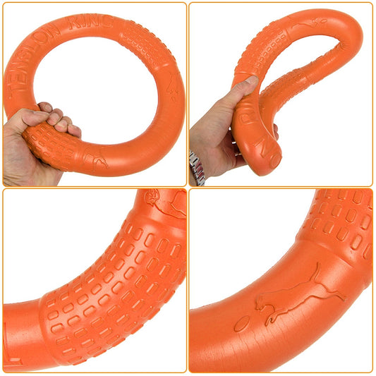 1pc Orange Dog Toys Pet Flying Disk Training Ring Puller
