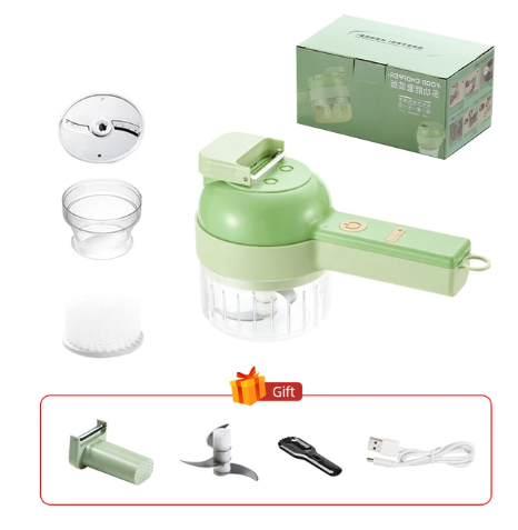 4In1 Electric Vegetable Cutter Set Handheld Wireless
