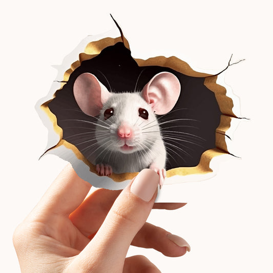 1PC 3D effect personalized mouse hole sticker reading