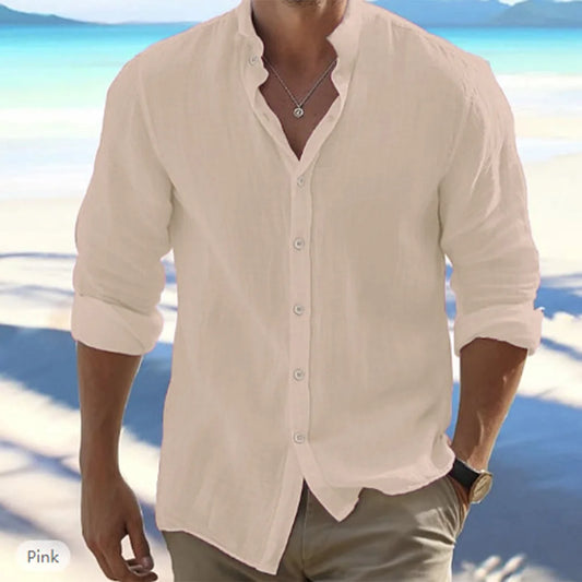 Men's Long-Sleeved Cotton Linen Summer Hot Sale Beach Style Shirts