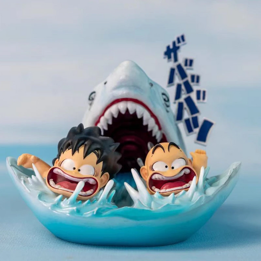 Anime Dragon Ball Action Figurine Krillin and Kid Gohan Shark Attack