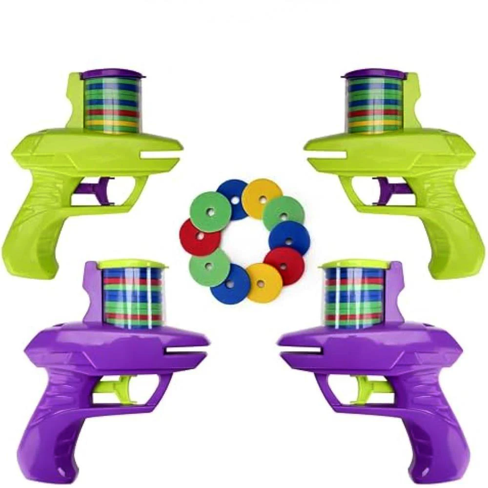 Kids Outdoor Game Foam Disc Gun Toy Flying Disc