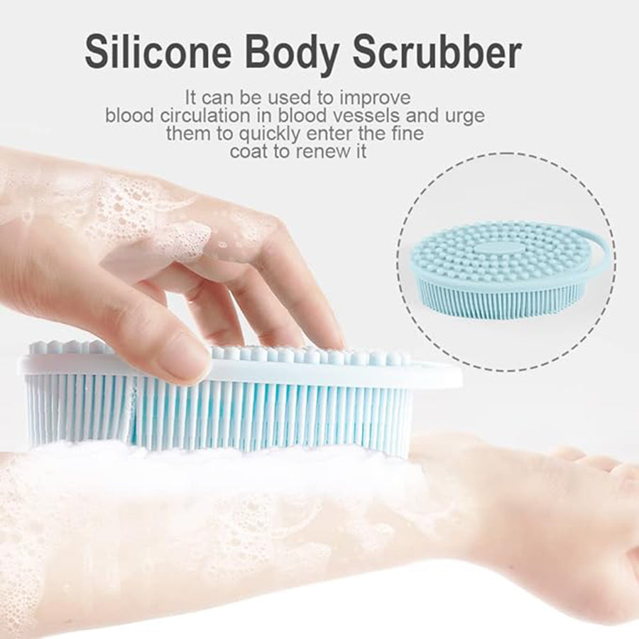 Silicone Shower Brush Hooked Double Side Scrubbing Massage Brush