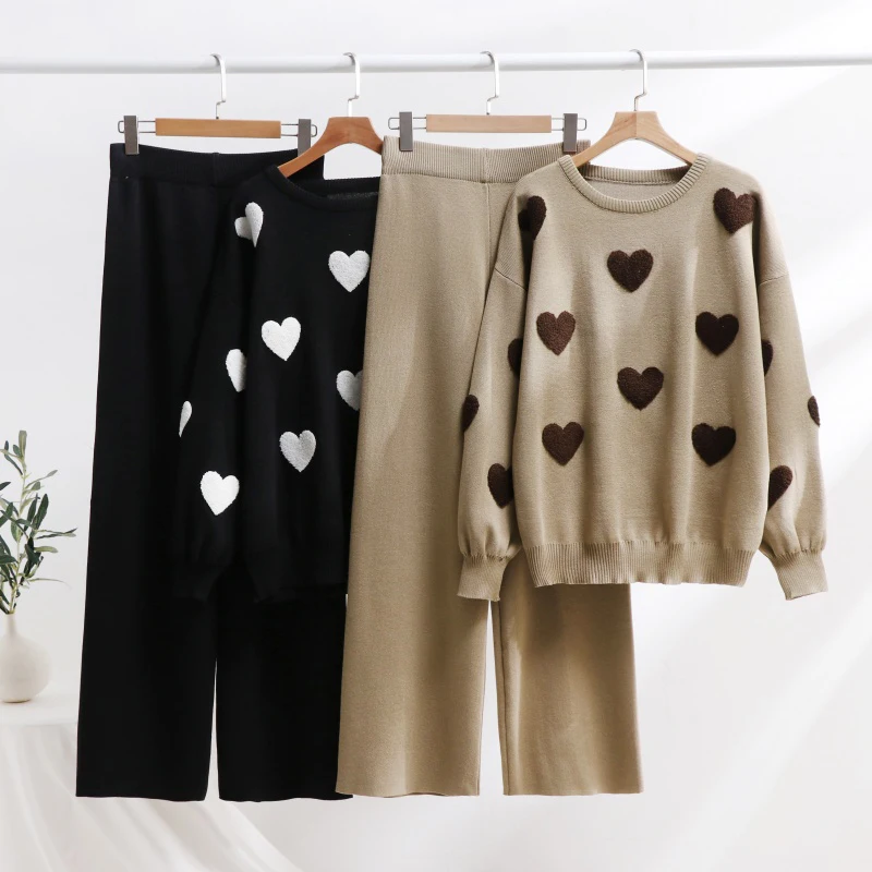 Elegant 2 Piece Knit Pants Set Women