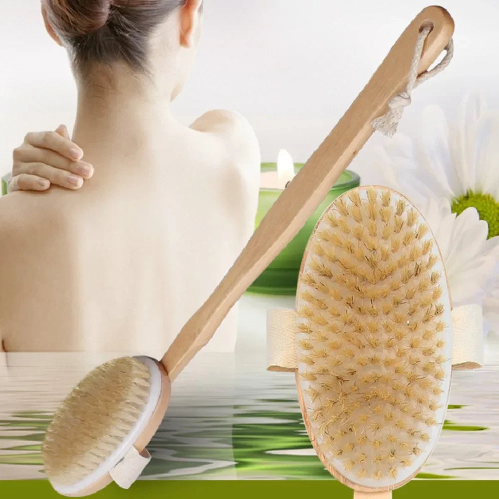 Wooden Detachable Long Handle Shower Body Brush