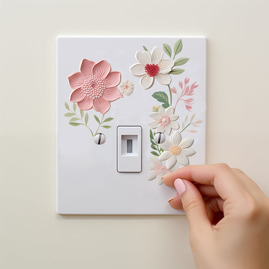 Beautiful flowers Switch Wall Sticker PVC Removable Waterproof
