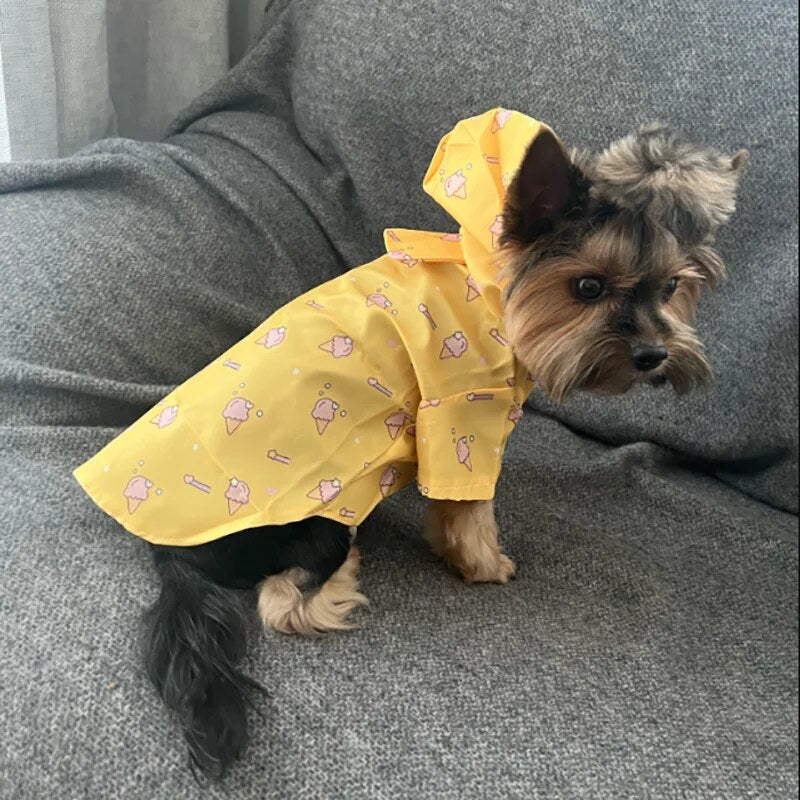 Pet Dog Raincoat Summer Fashion Short Sleeve Dog Waterproof Clothes Puppy
