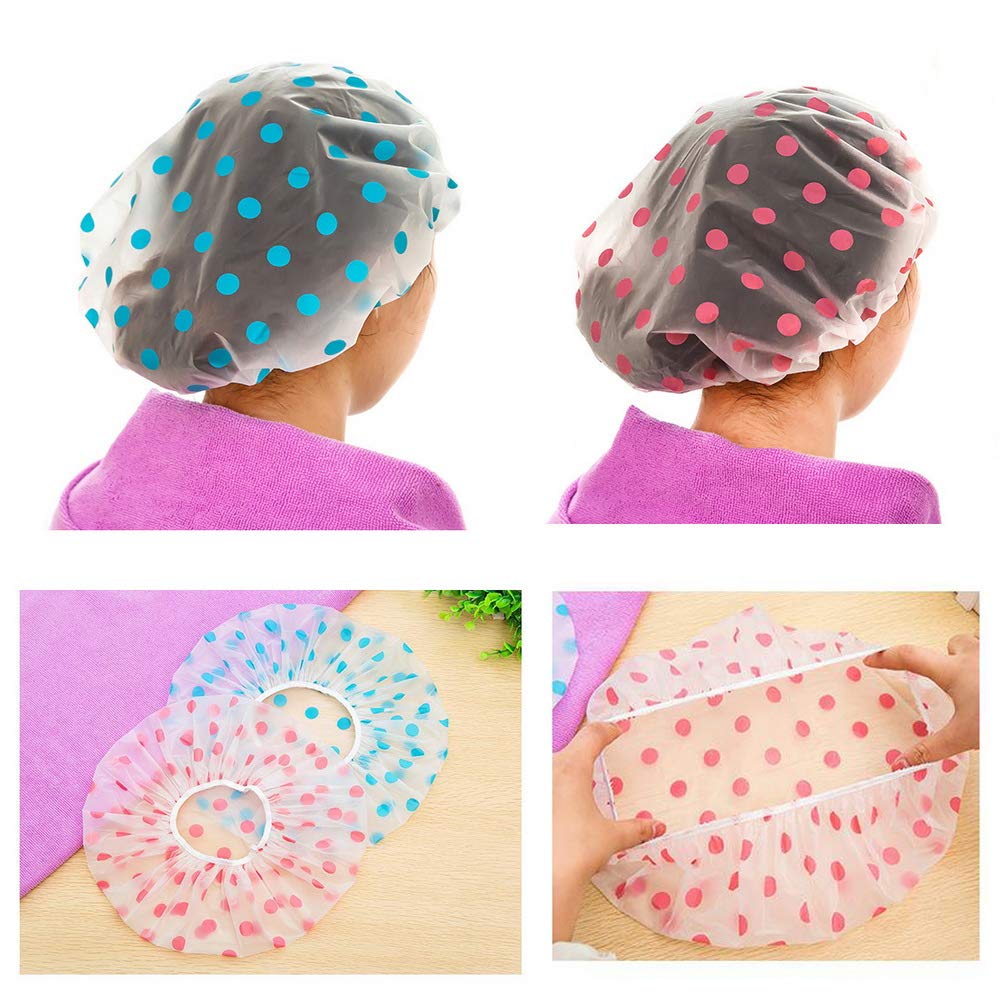 3Pcs Women Shower Cap Waterproof Wide Elastic Band