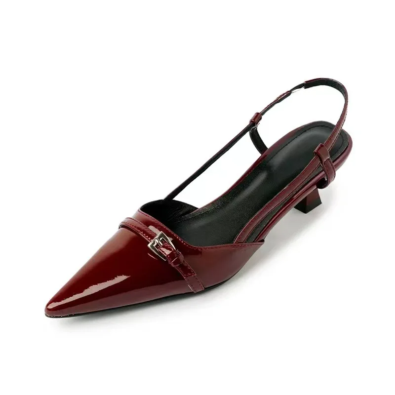 Summer Women's Dress Shoes Patent Leather Slip on Pointed