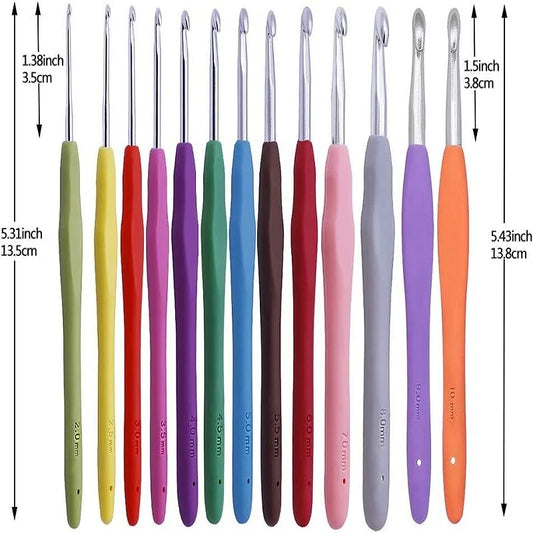 Multicolor Crochet Hooks Kit With Stitch Marker And Pencil Case For Cotton Yarn Knitting