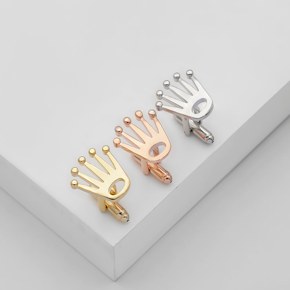 Mens Vola Crown Brass Cufflinks Gold Rose