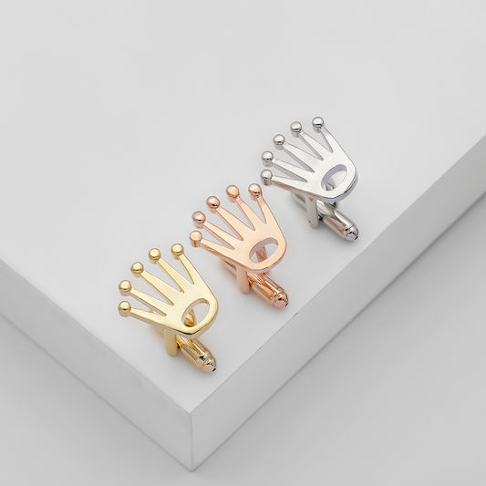 Mens Vola Crown Brass Cufflinks Gold Rose
