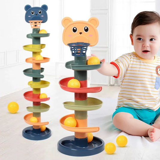 Baby Toy Rotating Rolling Ball Pile Tower Gliding Montessori Educational Toy
