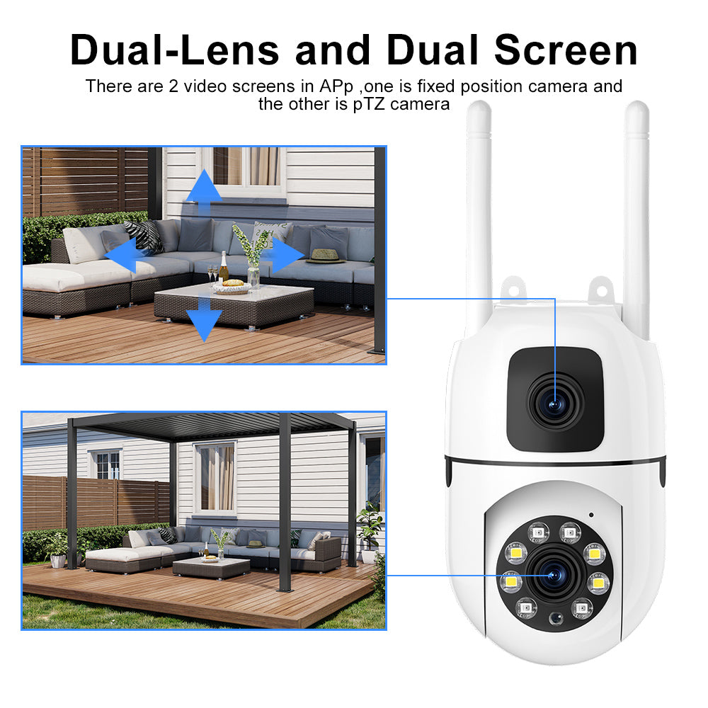 8MP Dual Lens WiFi Camera Dual Screen Wifi Surveillance Camera Outdoor